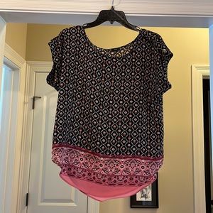 Iris Black and Pink Floral Blouse